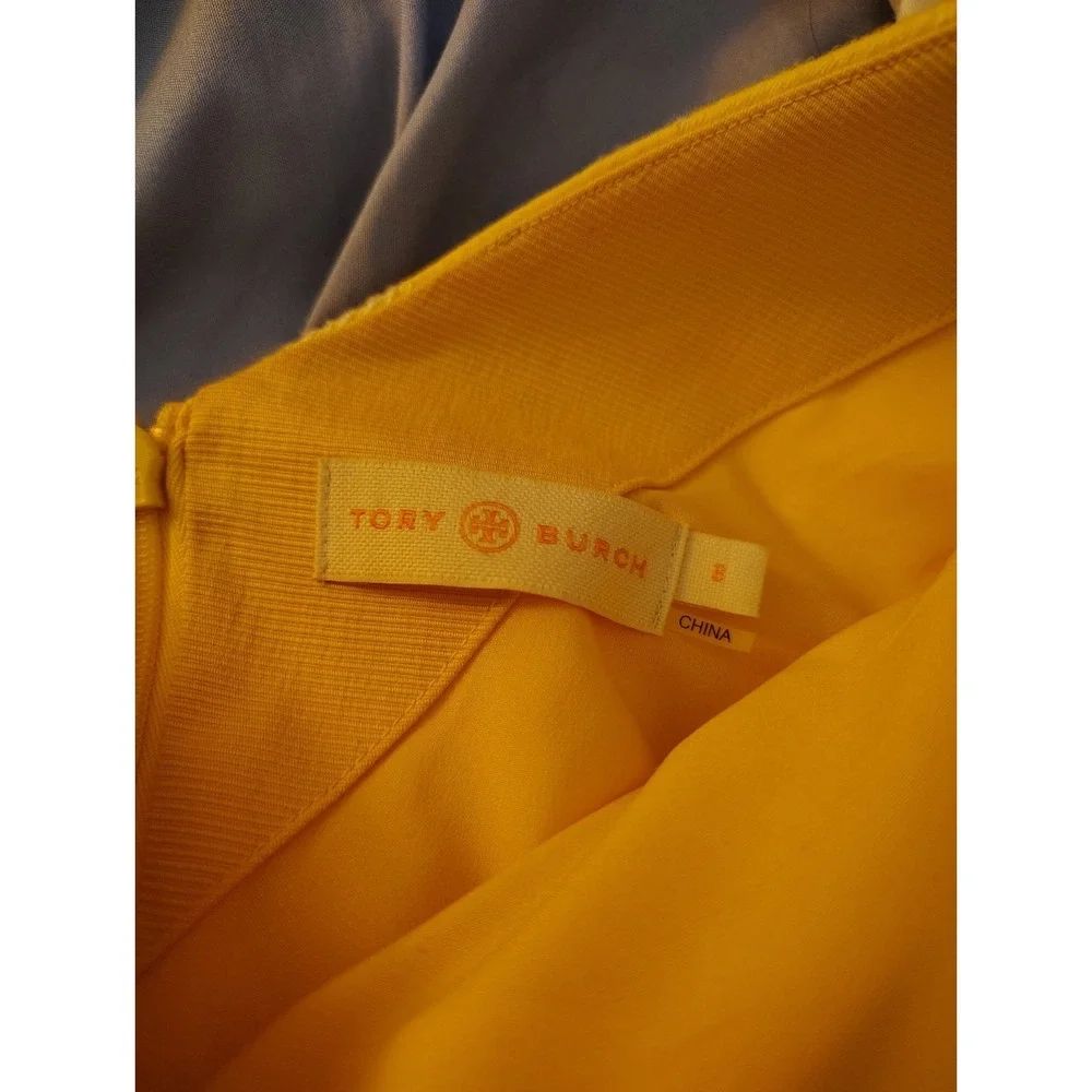 Tory Burch Mariana Dress Yellow Floral Jacquard Fit Flare Size 6 EUC